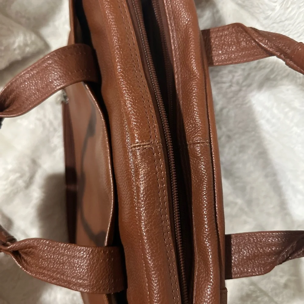 Mcklein Montclare leather laptop and tablet briefcase in a brown color